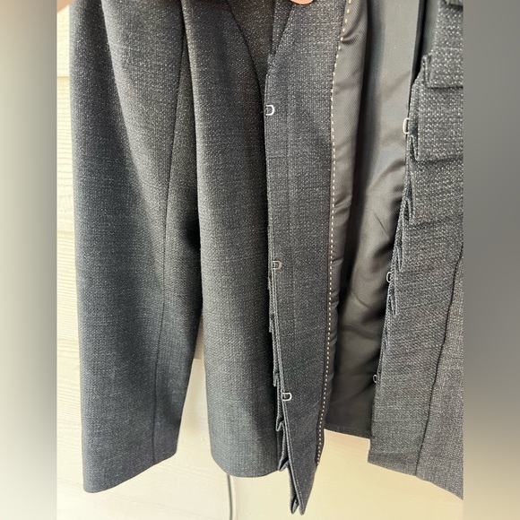 Classiques Entier Atelier | Grey Wool Blend Pleated Ruffle Trim Jacket size 10 - Picture 7 of 10